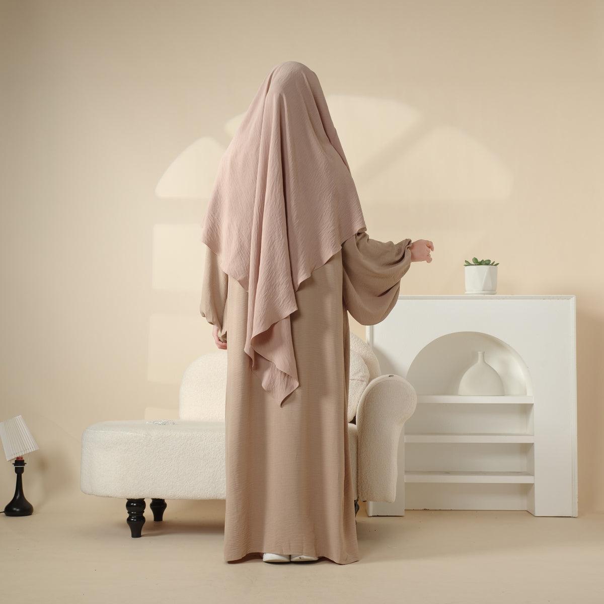 Elegantes 2-teiliges Krepp-Abaya- und Khimar-Set (MK008)